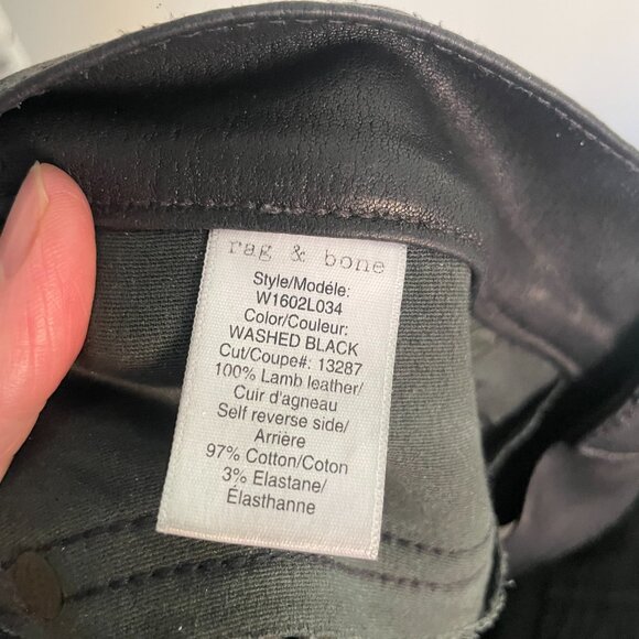 Rag and Bone Black Lambskin Leather Pants size 29 - Picture 3 of 5